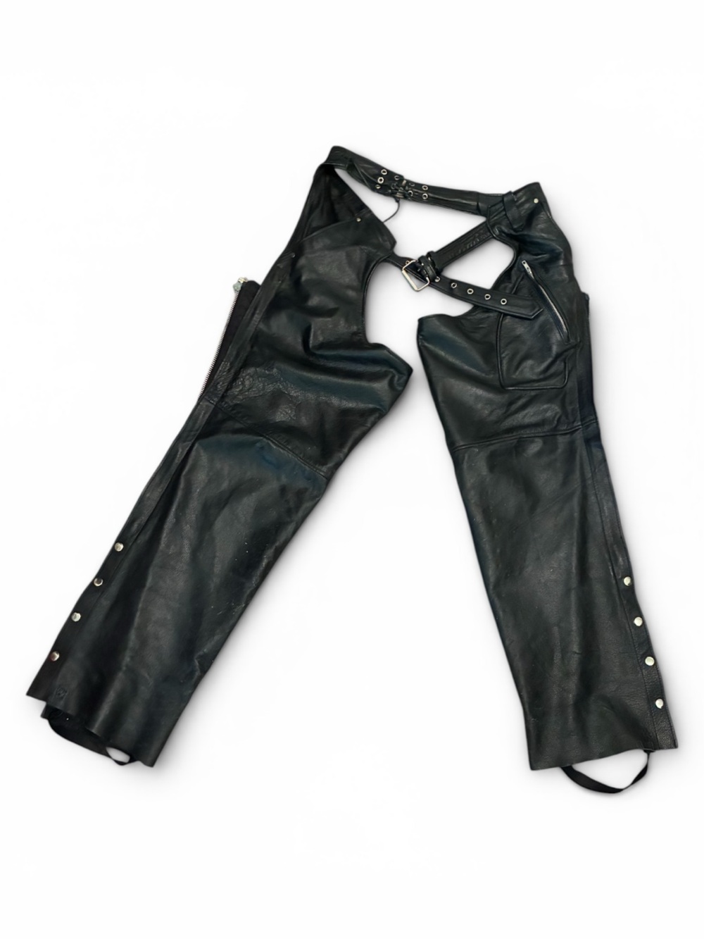 Men’s Black Leather Motorcycle Chaps